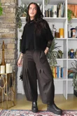 Oxford Stretch Herringbone Box Pleat Pant Chocolate